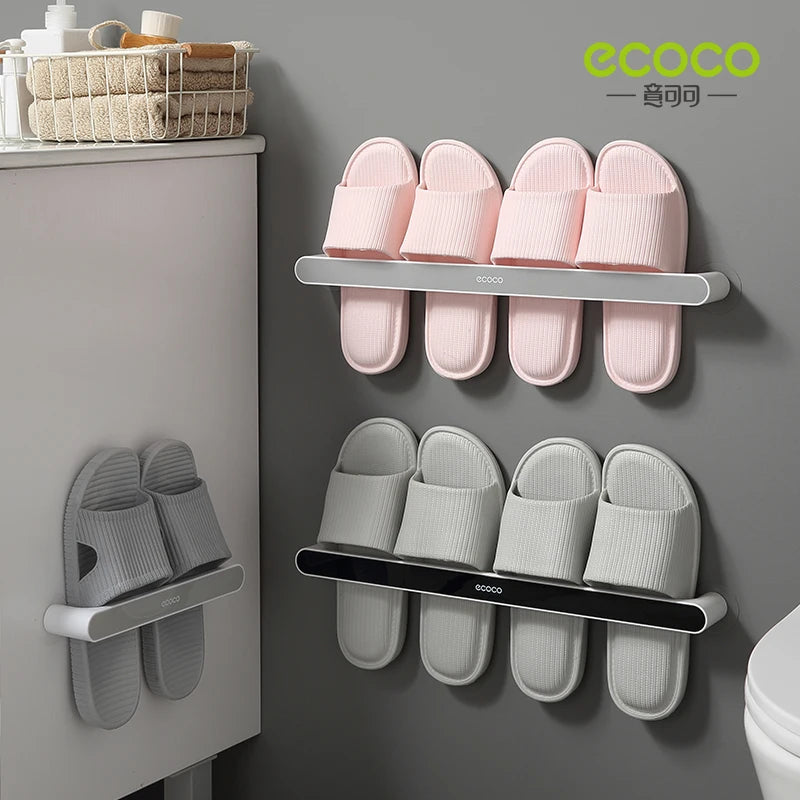 ECOCO Wall-mounted Bathroom Slipper Organizer Storage Rack Does Not Take Up Space Slippers Rack for Bathroom Accessories
