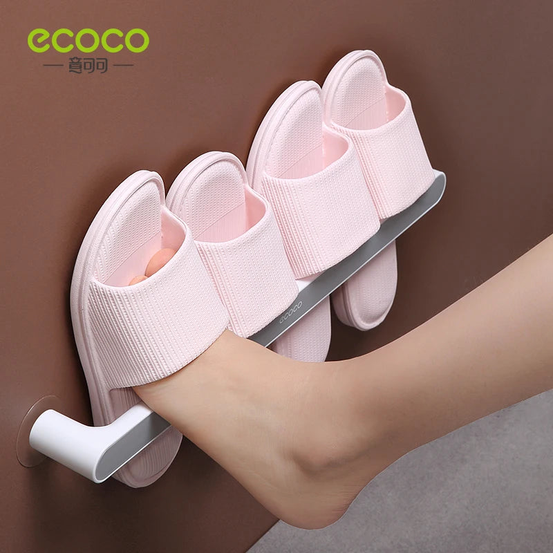 ECOCO Wall-mounted Bathroom Slipper Organizer Storage Rack Does Not Take Up Space Slippers Rack for Bathroom Accessories