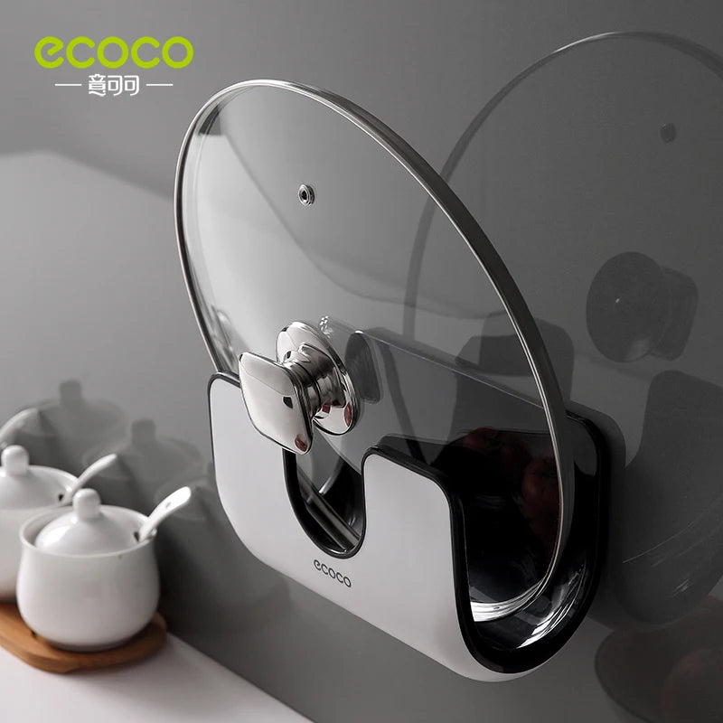 ECOCO Multifunction Lid Rack Holder Wall Mounted Pan Pot Pan Cover Stand Cutting Board Holder Kitchen Organizer