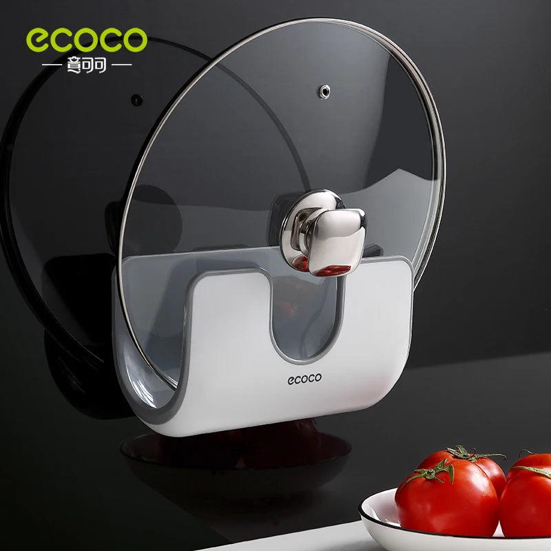 ECOCO Multifunction Lid Rack Holder Wall Mounted Pan Pot Pan Cover Stand Cutting Board Holder Kitchen Organizer