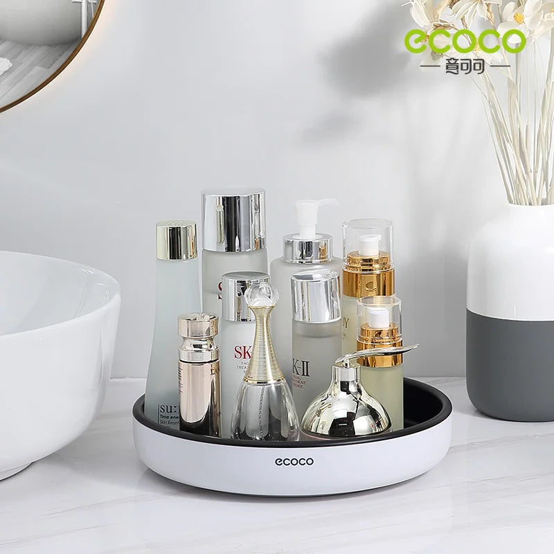 ECOCO 360 Rotating Round Spice Storage Rack Tray Turntable Kitchen Jar Holder Storage Box Multifunction Container Organizer