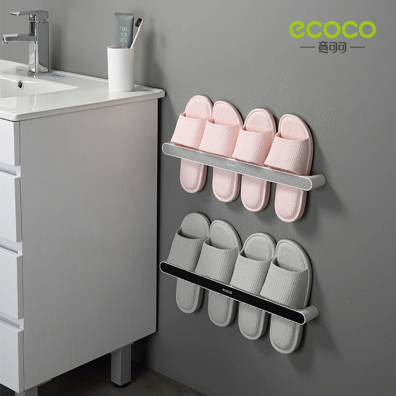 ECOCO Wall-mounted Bathroom Slipper Organizer Storage Rack Does Not Take Up Space Slippers Rack for Bathroom Accessories