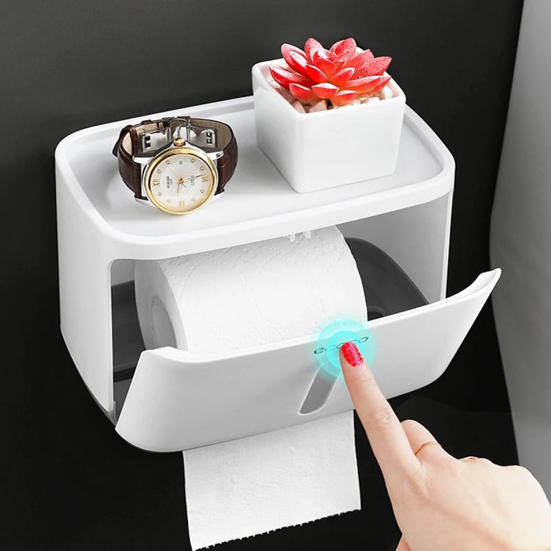 ECOCO Paper Towel Tissue Box Dispenser Wall Mounted Storage Rack Paper Towel Holder Bathroom Organizer Accessories Gadgets