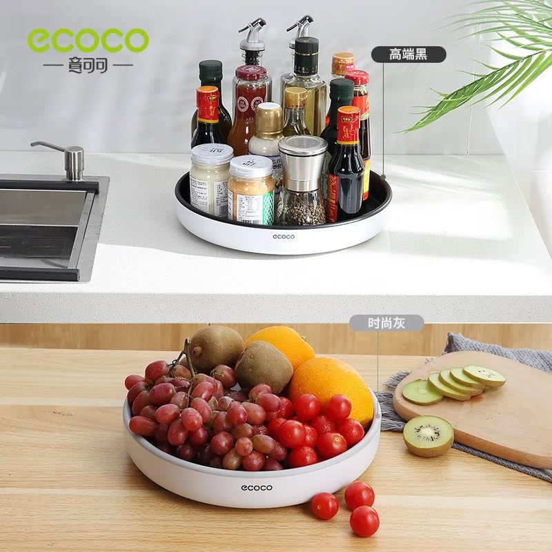 ECOCO 360 Rotating Round Spice Storage Rack Tray Turntable Kitchen Jar Holder Storage Box Multifunction Container Organizer