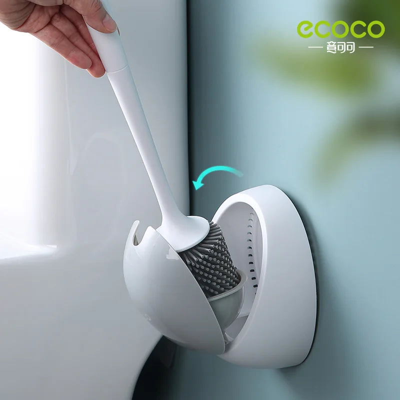 ECOCO Silicone Brush Head Toilet Brush Quick Drain Cleaning Tools for Bathroom Toilet Wall-Mounted Household WC Brush Supplies