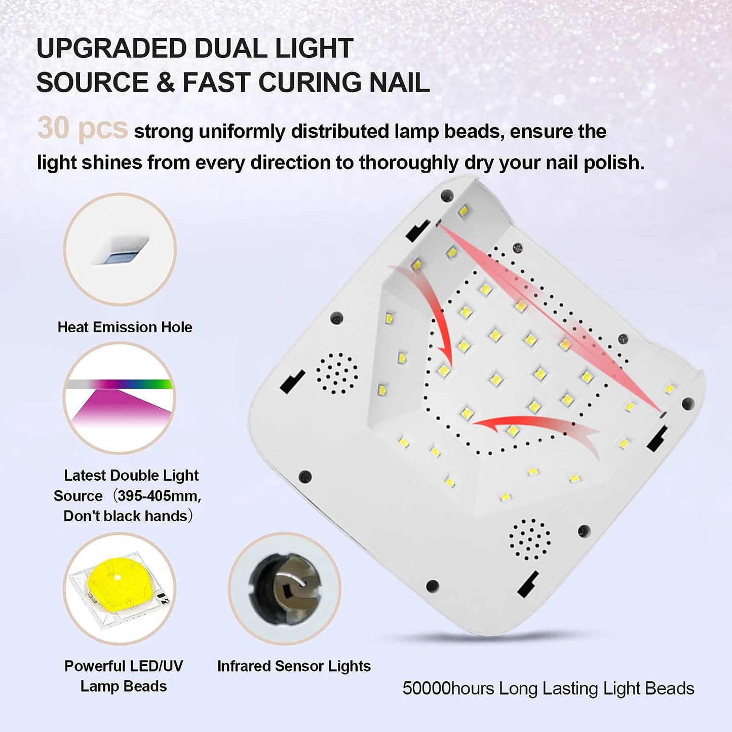 Rechargeable UV LED Lamp for Nails Professional Nail Drying Lamp for Manicure Machine 30LEDS Gel Polish Machine Nail Salon Tools