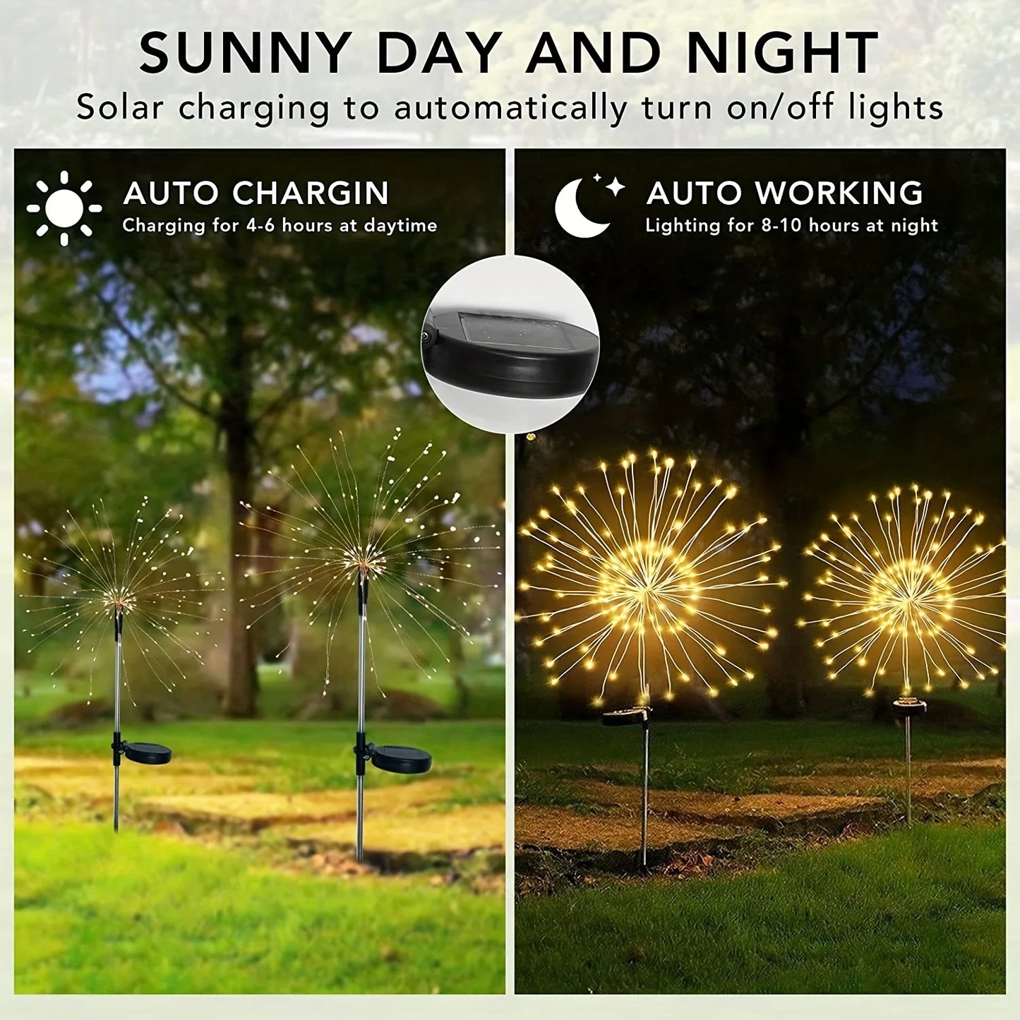 1 Pack Solar Firework Light Outdoor,IP65 Waterproof Solar Garden Flower Lights With 8 Lighting Modes For Outdoor Lighting