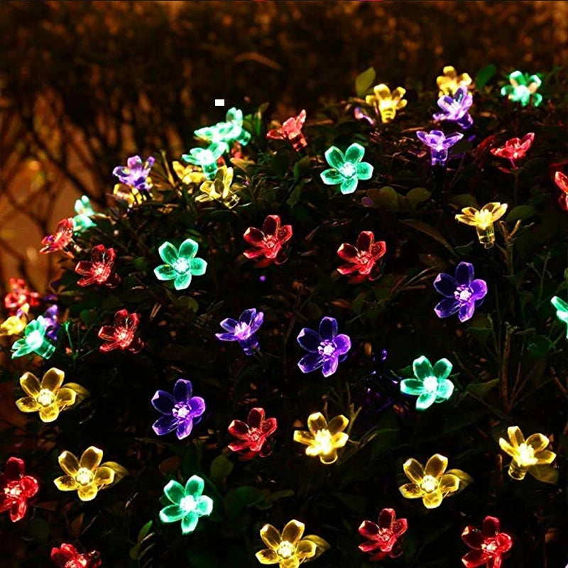 5M 20LED Solar String Lights Outdoor Waterproof 8 Mode Battery Operated Cherry Flower Light Christmas Garden Party Decoration