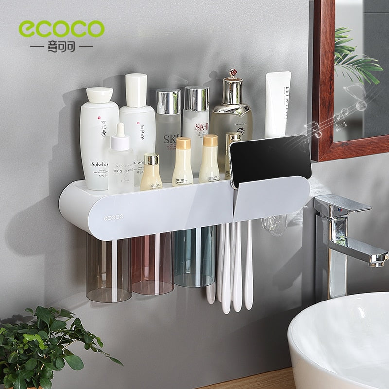 Multi-purpose floating bathroom shelf