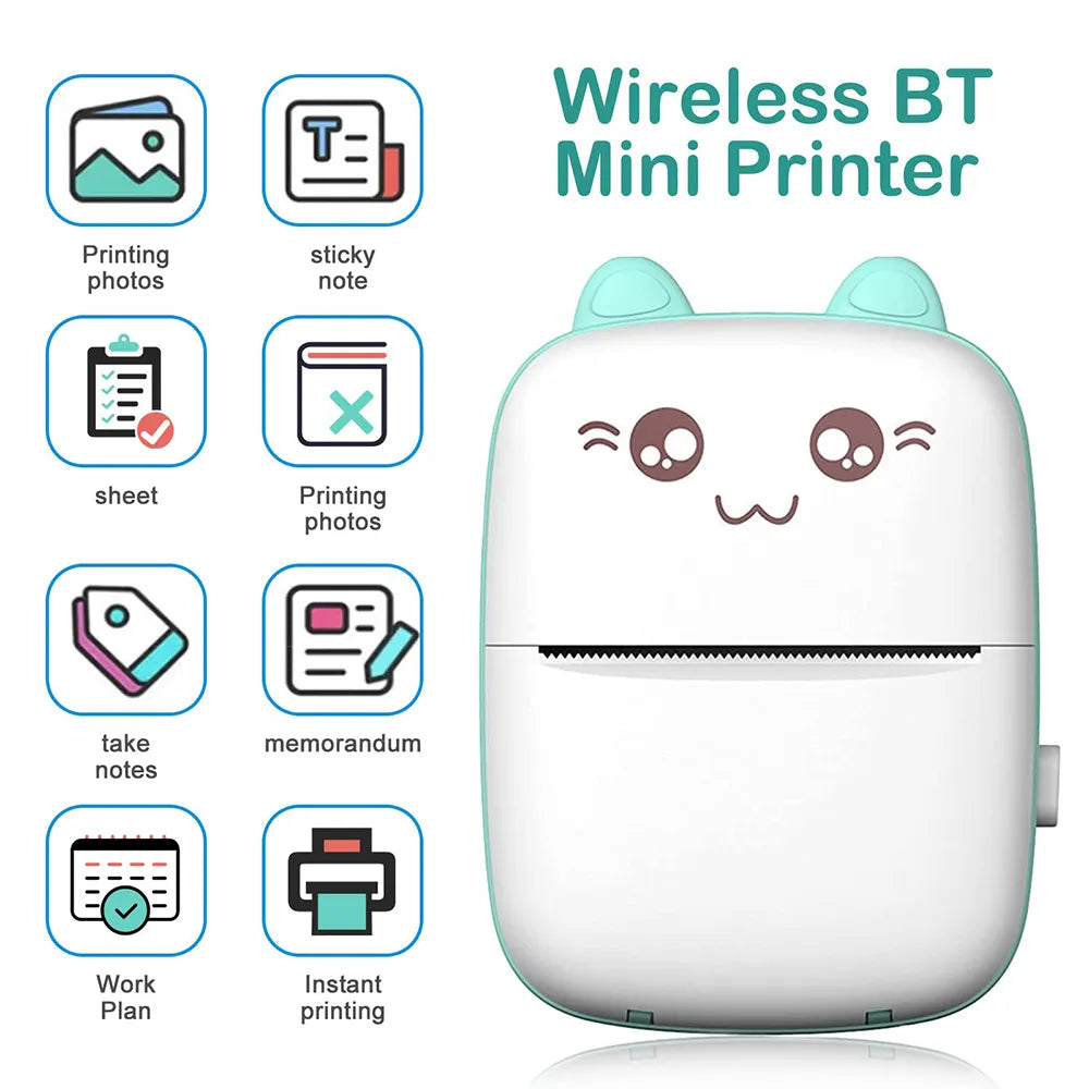 Portable Mini Bluetooth Printer Mobile Phone Photo Title Note Print Pocket Student Error Label Printer for Children's Gift