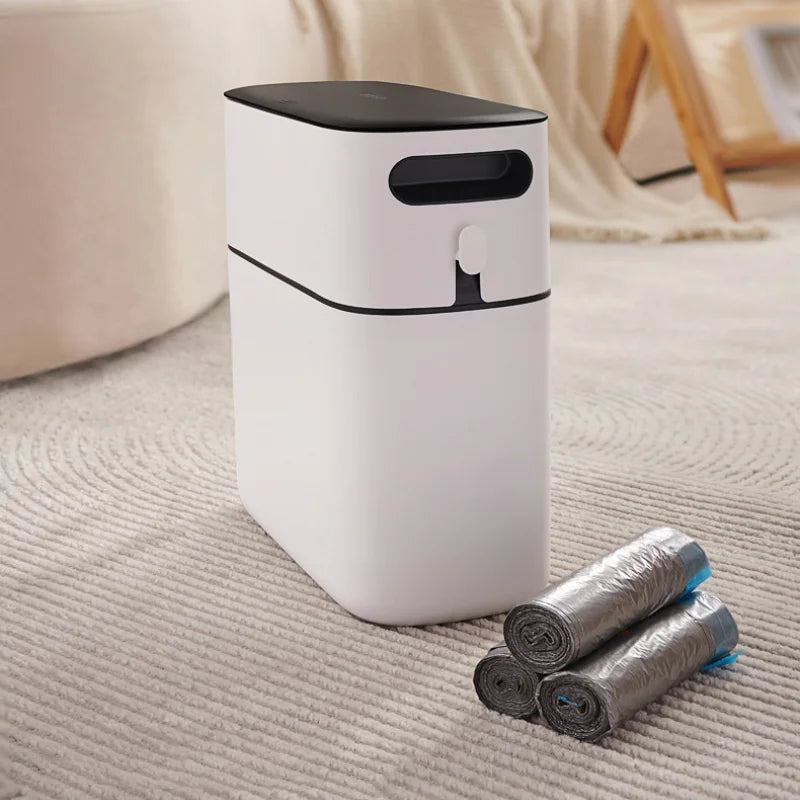 ECOCO 12L Smart Bathroom Trash Can Automatic Bagging Trash Can Narrow Smart Waterproof Garbage Bin Smart Home Kitchen Accessary