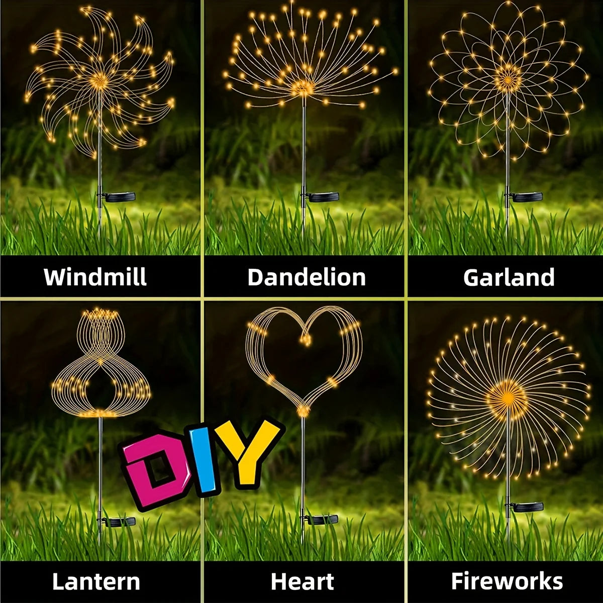 1 Pack Solar Firework Light Outdoor,IP65 Waterproof Solar Garden Flower Lights With 8 Lighting Modes For Outdoor Lighting