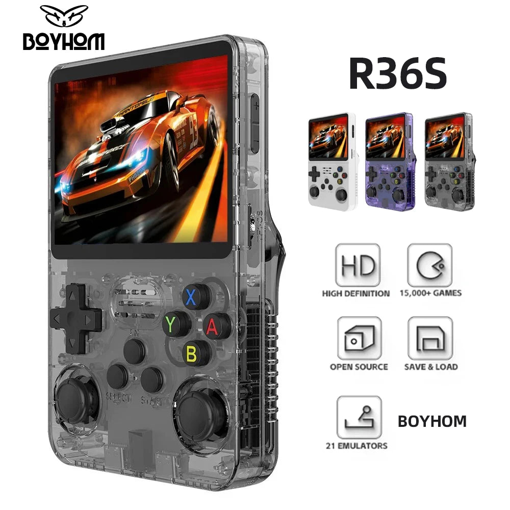 R36S Retro Handheld Video Game Console Linux System 3.5 Inch IPS Screen R35s Pro Portable Pocket Video Player 64GB Games