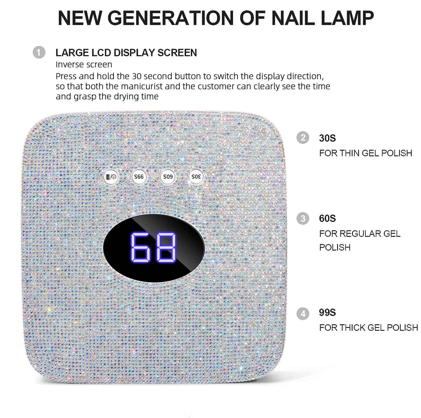 Rechargeable UV LED Lamp for Nails Professional Nail Drying Lamp for Manicure Machine 30LEDS Gel Polish Machine Nail Salon Tools