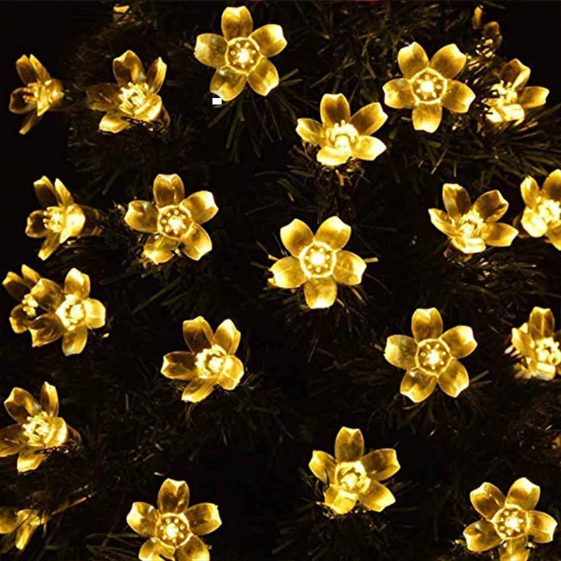 5M 20LED Solar String Lights Outdoor Waterproof 8 Mode Battery Operated Cherry Flower Light Christmas Garden Party Decoration