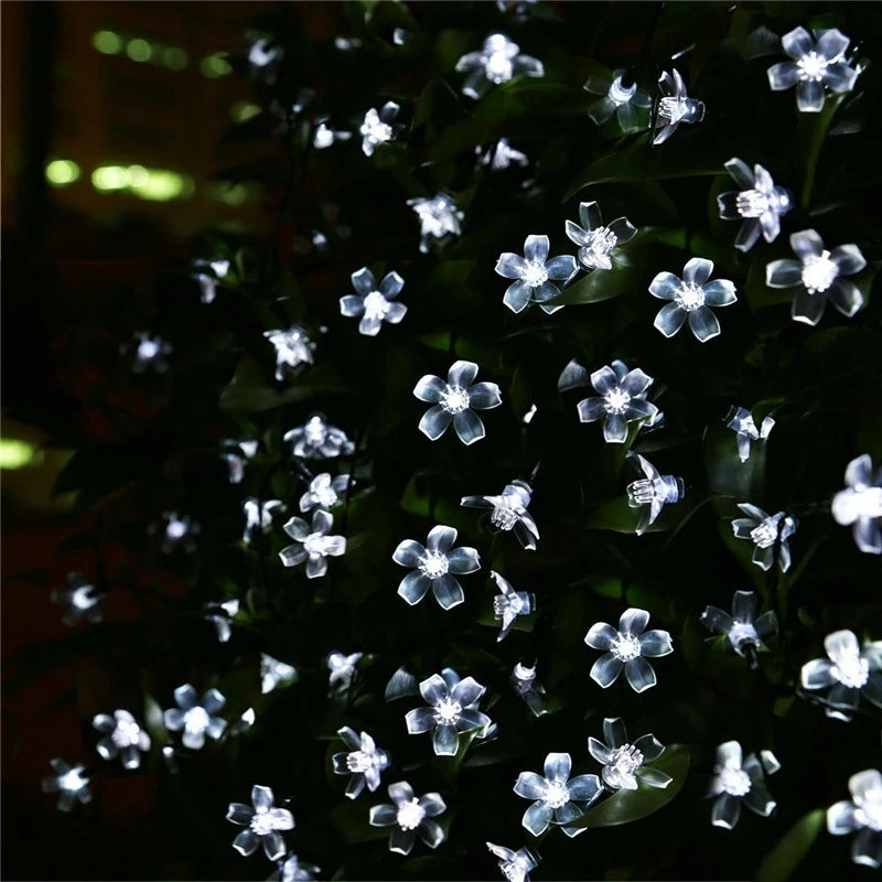 5M 20LED Solar String Lights Outdoor Waterproof 8 Mode Battery Operated Cherry Flower Light Christmas Garden Party Decoration