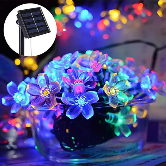 5M 20LED Solar String Lights Outdoor Waterproof 8 Mode Battery Operated Cherry Flower Light Christmas Garden Party Decoration