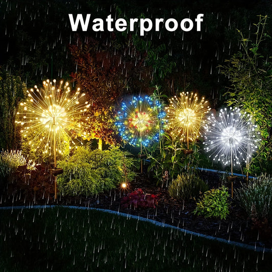 1 Pack Solar Firework Light Outdoor,IP65 Waterproof Solar Garden Flower Lights With 8 Lighting Modes For Outdoor Lighting