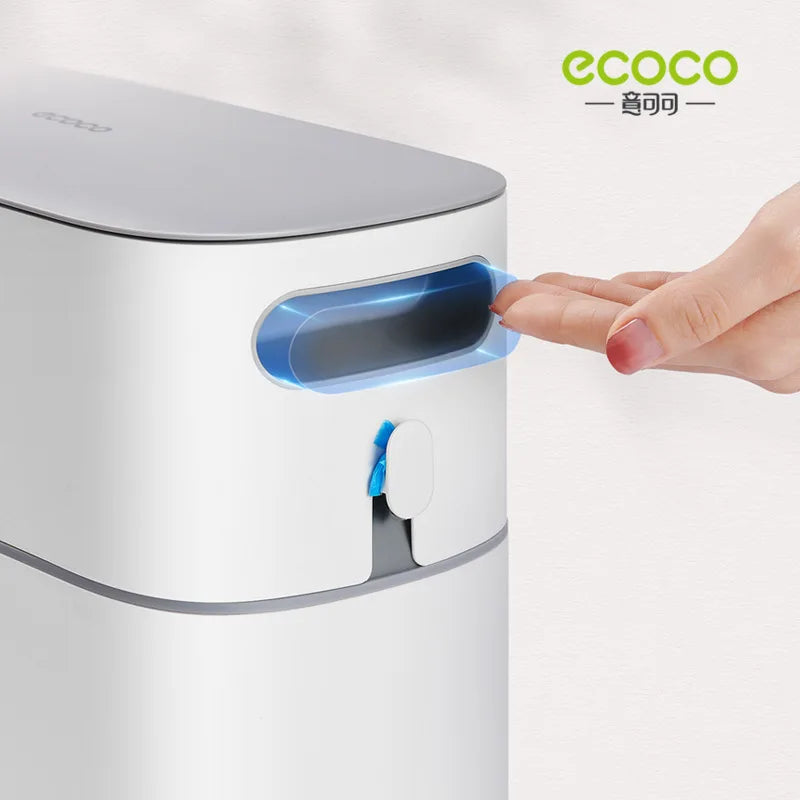 ECOCO 12L Smart Bathroom Trash Can Automatic Bagging Trash Can Narrow Smart Waterproof Garbage Bin Smart Home Kitchen Accessary