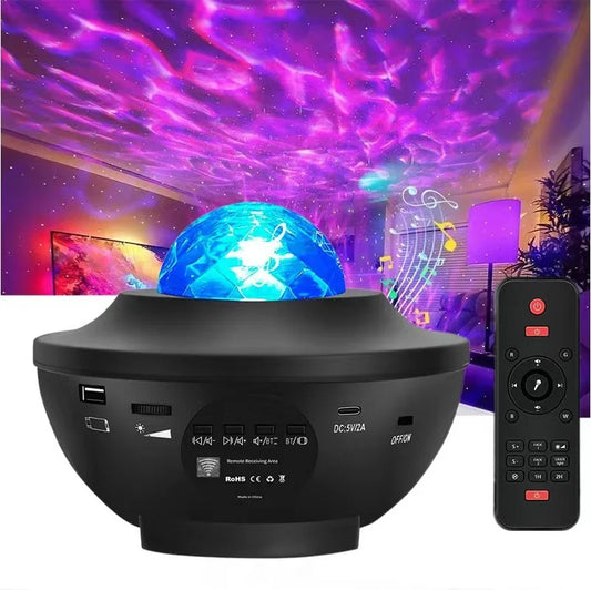 Bluetooth Romantic Milky Way Water Ripple Atmosphere Lamp Projector Night Lights Colorful Music Star Sky