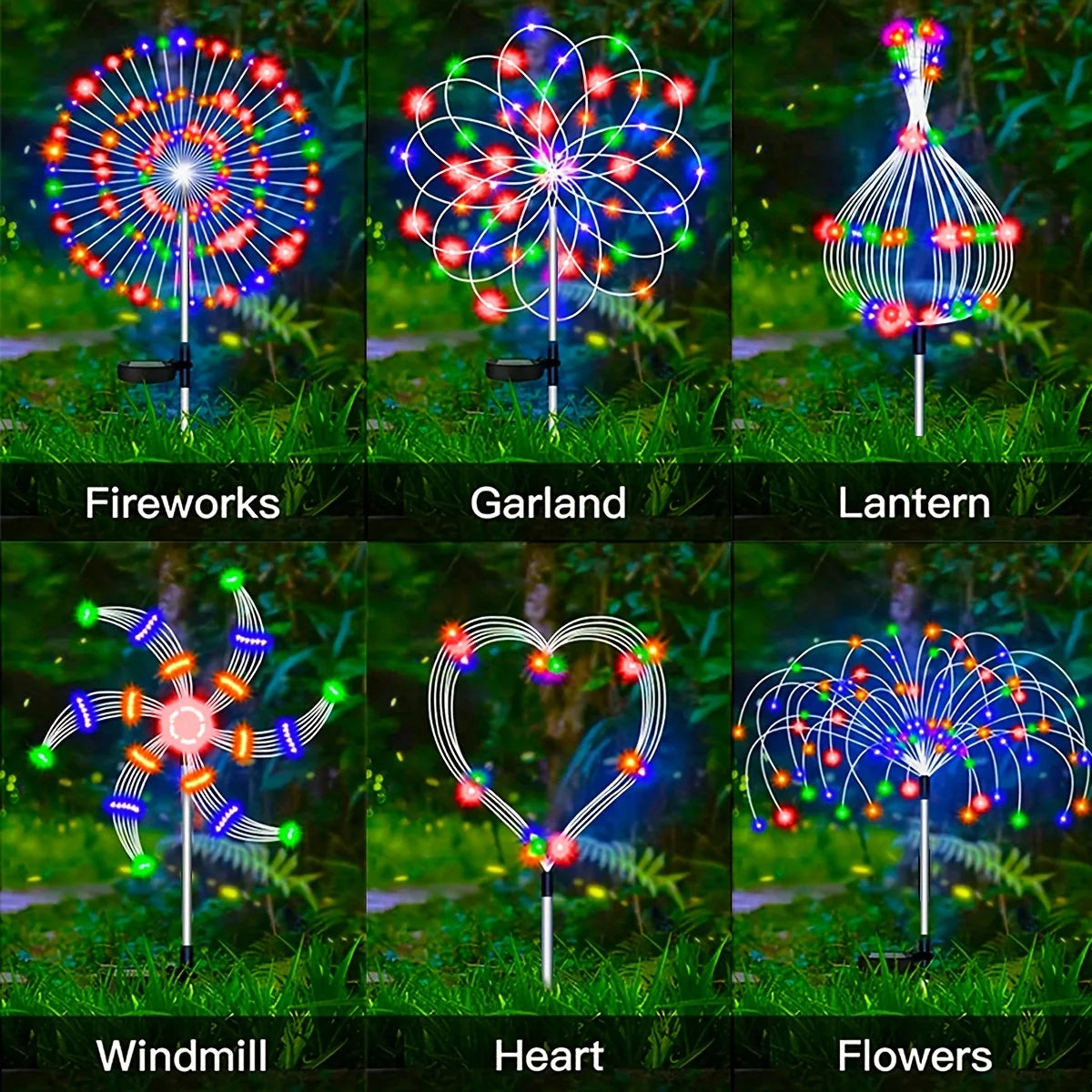 1 Pack Solar Firework Light Outdoor,IP65 Waterproof Solar Garden Flower Lights With 8 Lighting Modes For Outdoor Lighting