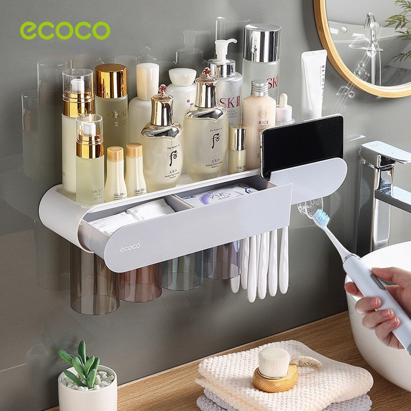 Multi-purpose floating bathroom shelf